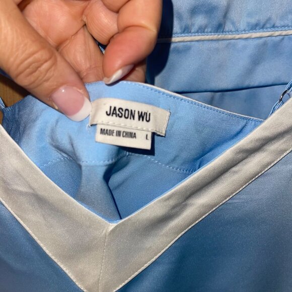 Jason Wu Womens Pajama Set Size Large Blue Satin Camisole V Neck Casual - Picture 3 of 8